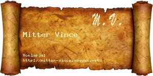 Mitter Vince névjegykártya